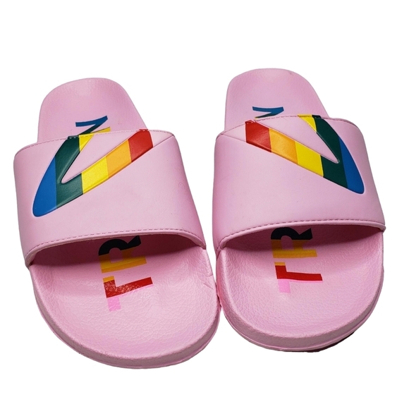 TRETORN | Tragrant Pink Rainbow Open Toe Slides Athleisure Sandals Women's 11 - Picture 2 of 10